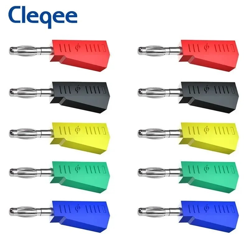 Cleqee P3002 4mm Stackable Banana Plug Nickel Plated Speaker Connector Test Probe Binding Post 5 Colors