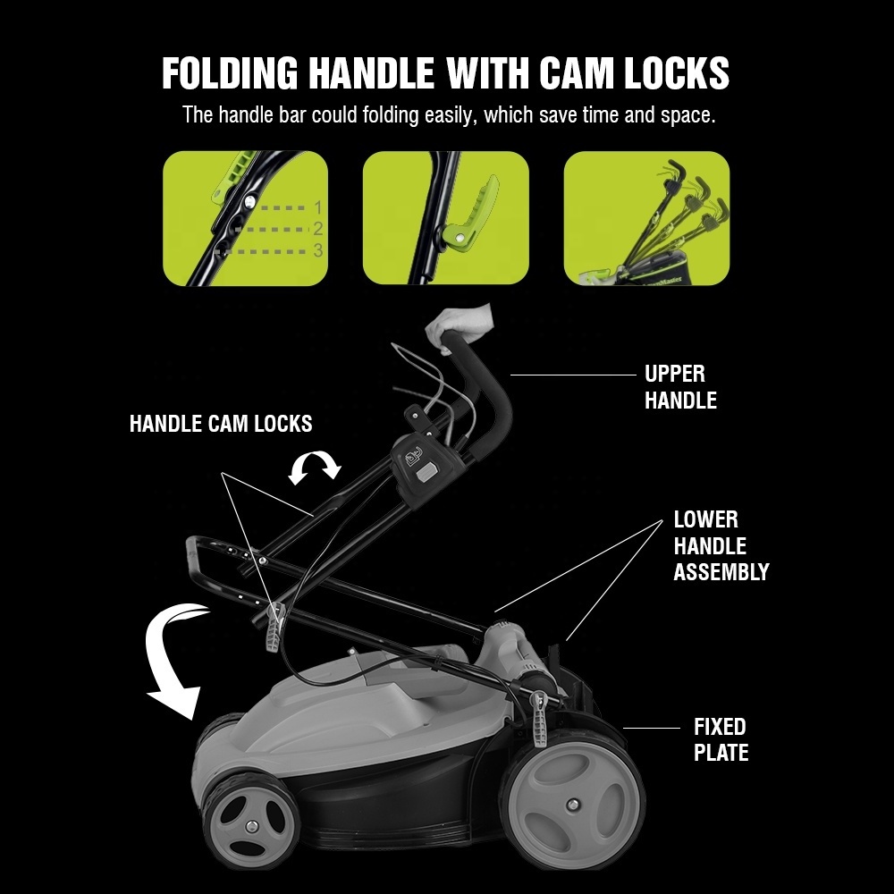 LawnMaster 6 cutting positions folding handle 42cm cutting width 53L grass bag self-propelled hand push lawn mower - MEBS1842M