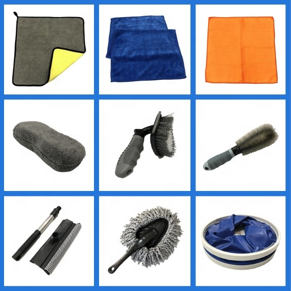 10pcs Car Cleaning Tools Car Wash Kit For Interior And Exterior Cleaning Including Microfiber Towel Sponge Duster Tire Brush