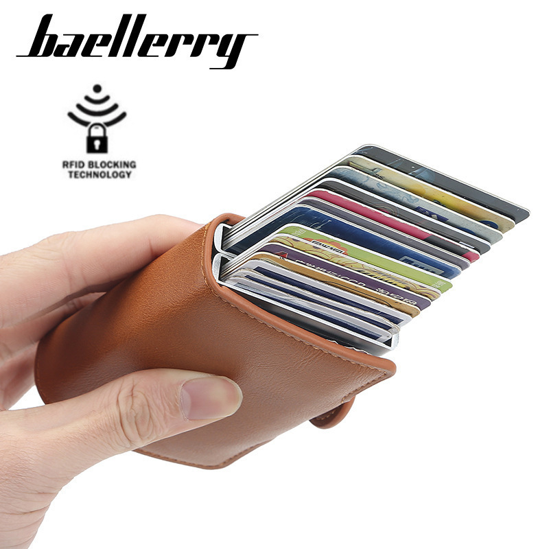 Fashion Pu Leather Prevents Automatic Sliding Credit Card Wallet Card Case