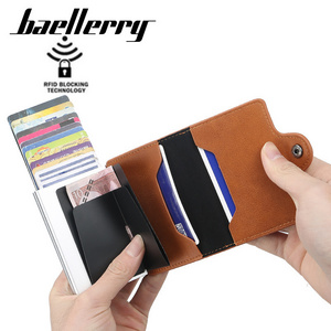 Fashion Pu Leather Prevents Automatic Sliding Credit Card Wallet Card Case