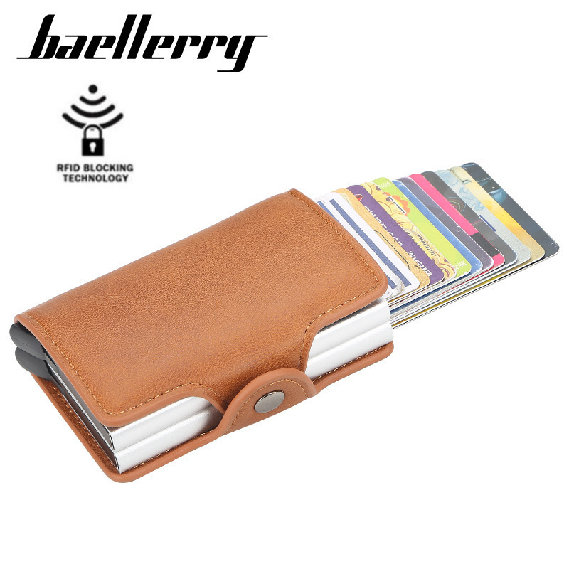 Fashion Pu Leather Prevents Automatic Sliding Credit Card Wallet Card Case