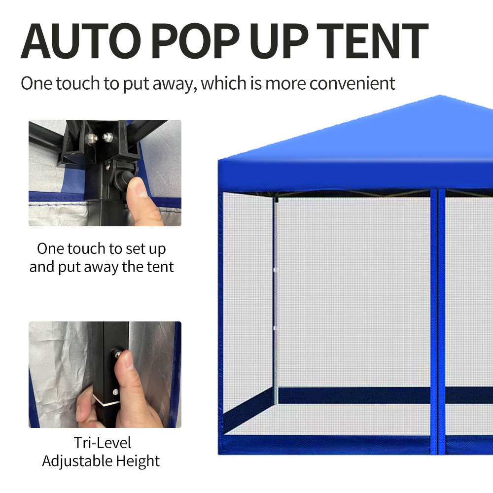 Newest 3x3m Camping Sun Canopy Gazebo Mosquito Screen Tent Screen House Shelter Shade Tent with net mesh for racing booth