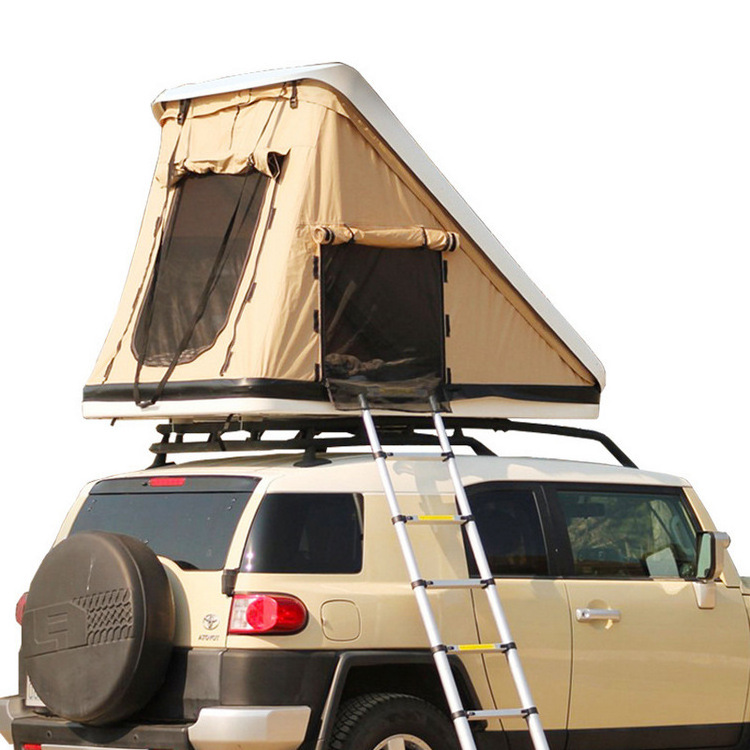 New arrival Camping Canvas Folding hard shell roof top tent Easy Set up Outdoor Camping Auto Car Rooftop Tent with camper ladder