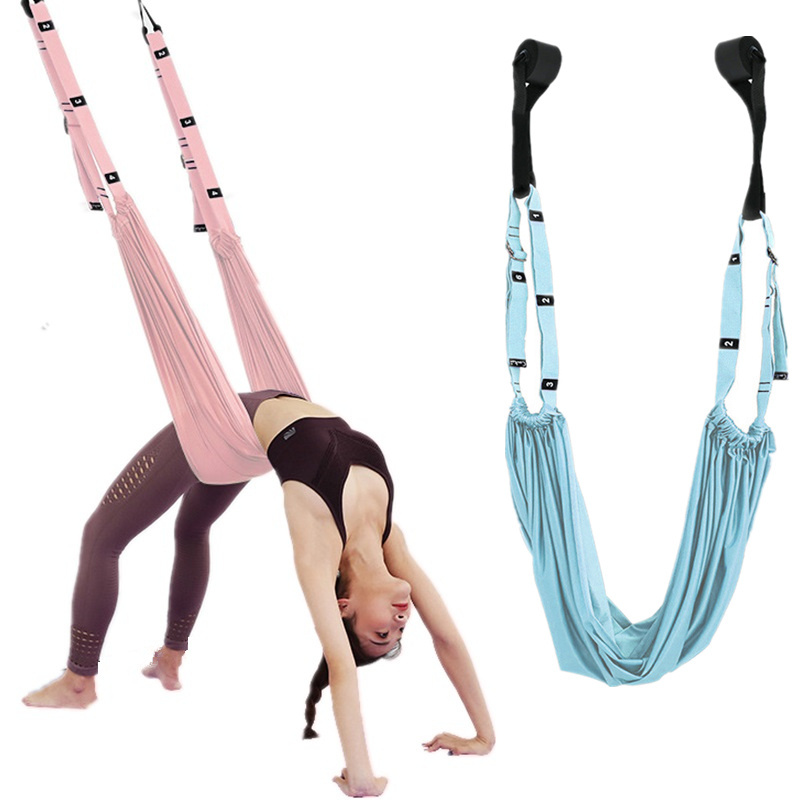 CliCli Adjustable set anti gravity Inversion women swing strap hanging elastic stretch handstand ropes aerial yoga hammock