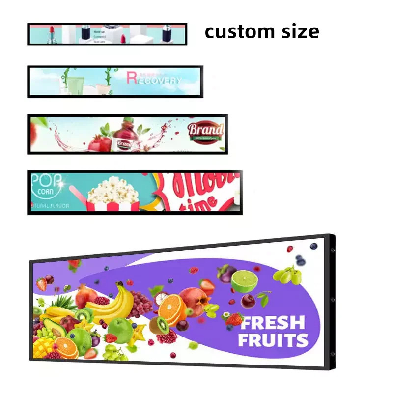 Custom Publicidad Pantallas Supermarket Shelf Digital Indoor Advertising Player Signage Stretched Bar Lcd Monitor Screen Display