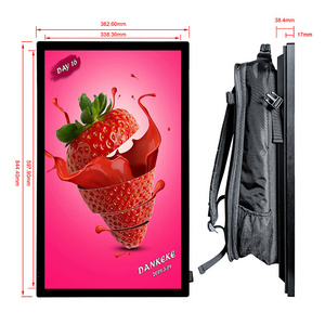 Outdoor walking backpack 27 inch advertising display AD lcd advertising player digital signage and displays