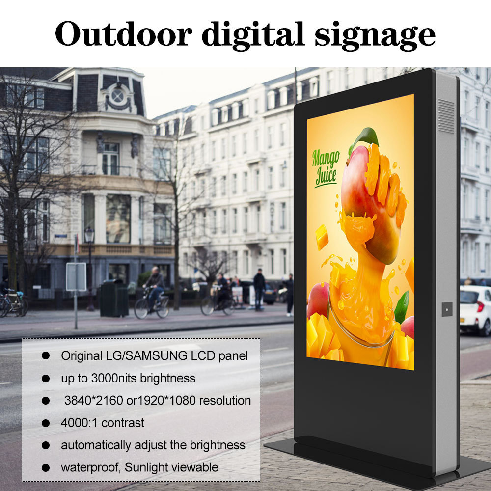 OEM Outdoor Floor Standing Waterproof Display Advertising Digital Signage Touch Screen Lcd Ip65 High Brightness Totem Kiosk