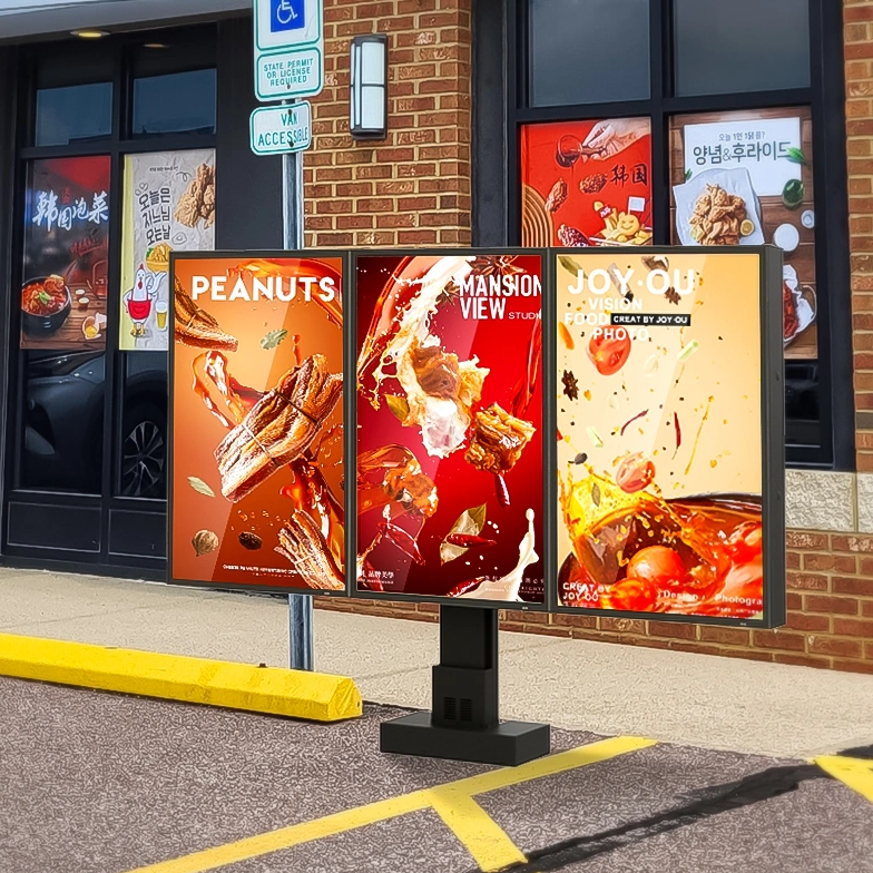 3000Nits Drive Thru Restaurants Menu Digital Signage Outdoor Standing Waterproof Touch Order Screen Lcd Display Advertising