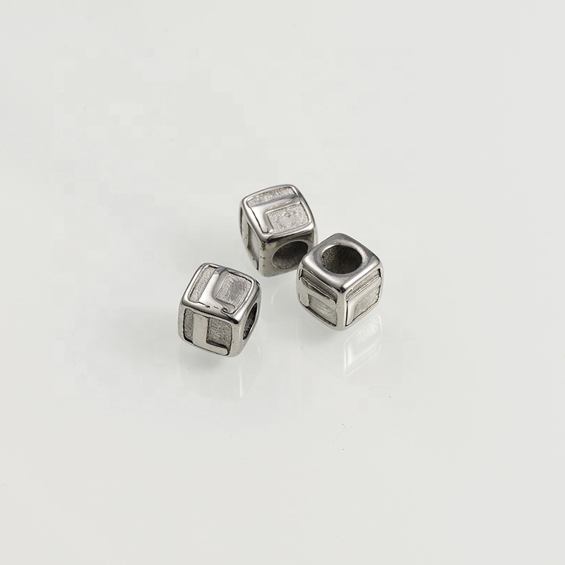 Large Hole Square Cube 26 Alphabet Letter Stainless Steel Beads For DIY Jewelry Making