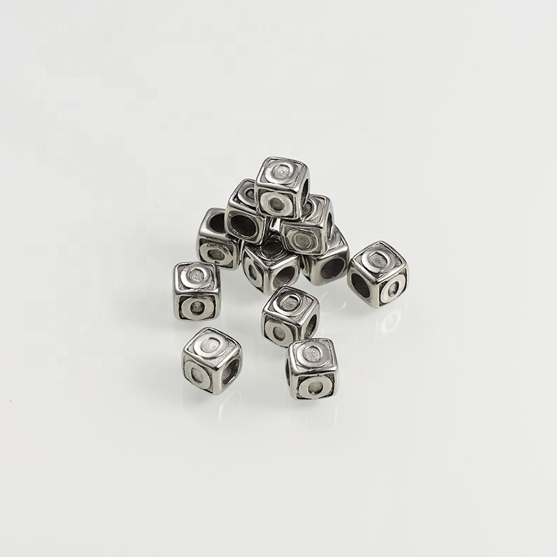 DIY Stainless Steel Beads Large Hole 4mm  Alphabet Beads 26 Letter Charm For Jewelry Bracelet Making