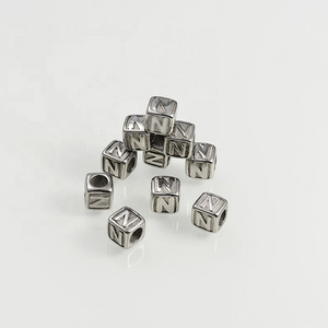 DIY Stainless Steel Beads Large Hole 4mm  Alphabet Beads 26 Letter Charm For Jewelry Bracelet Making