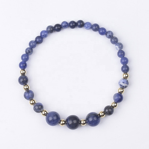 Cliobeads Sodalite Fluorite Rose Quartz Crazy Lace Agate Stone Bracelets Stretchy Round Gemstone Beaded Bracelets