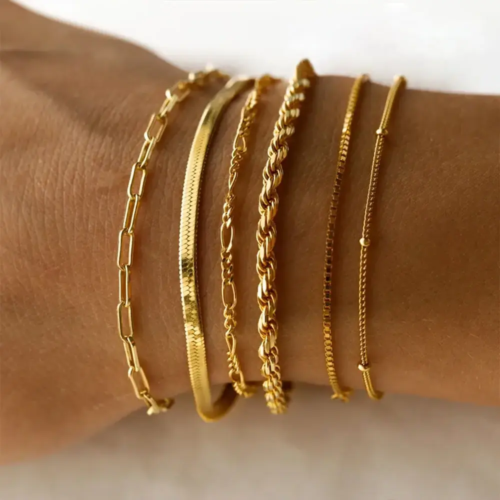 Wholesale Dropshipping Gold Color Bracelet Stainless Steel Twist Cuban Chain Bracelet For Women Chain Bracelet Jewelry Gifts