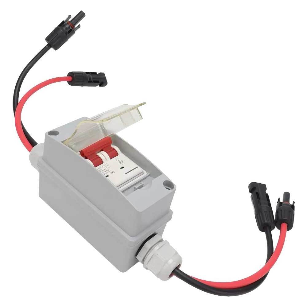 CLIPOL Breaker MCB 2P  500V 32A Input Output  Disconnect Switch with IP65 Distribution Box(with Cable and PV Connector)