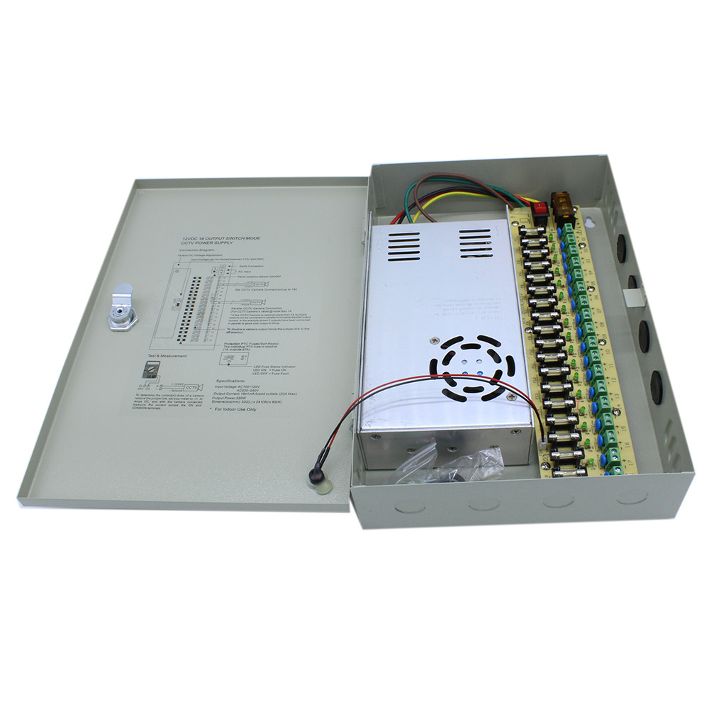 20A 30A amps Switching SMPS Units Price Self distributed DC 12V Open 20amps White Metal Camera CCTV Power Supply Box For CCTV