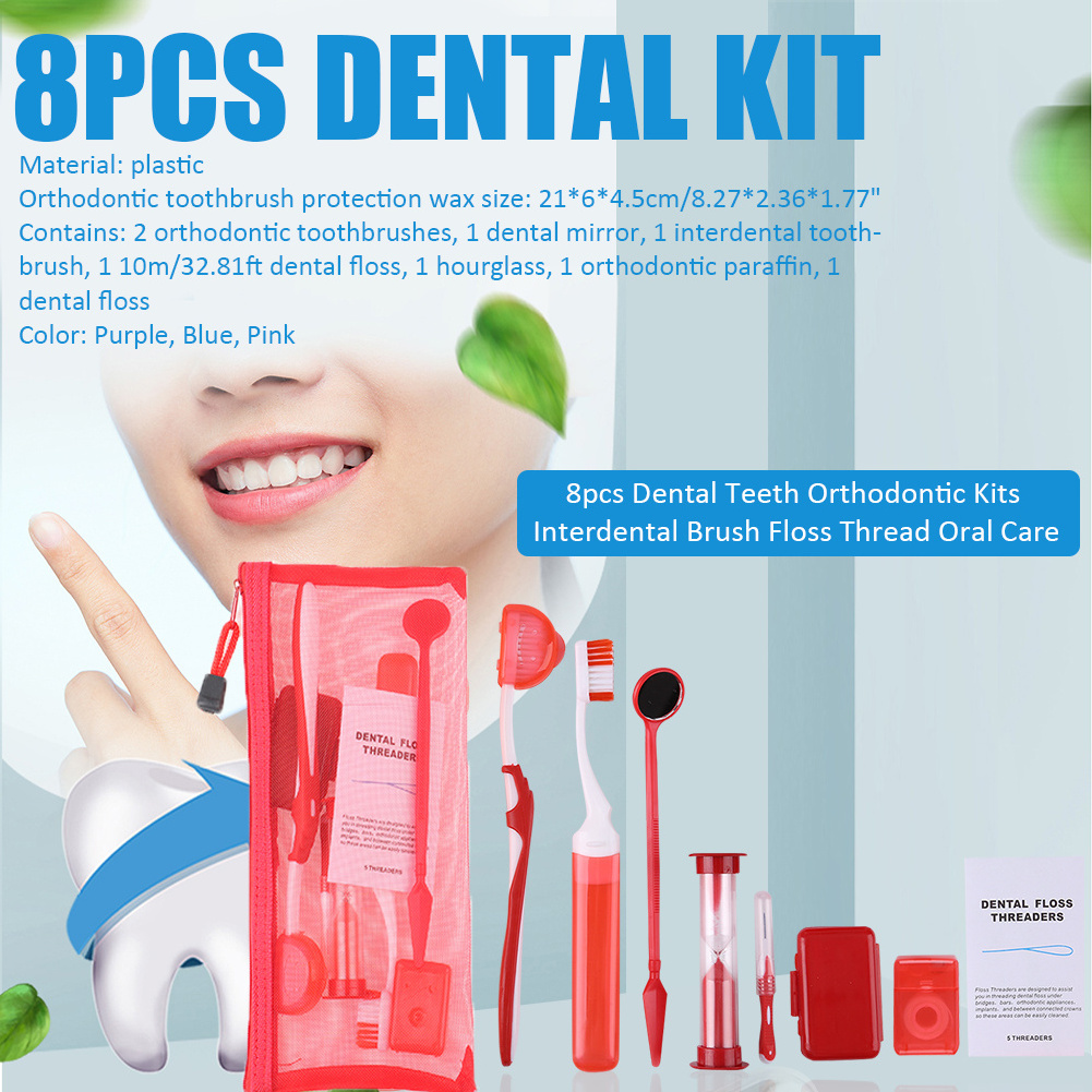 Portable Orthodontic Toothbrush Kit for Orthodontic Patient Orthodontic Care Kit for Braces Interdental Brush Dental Wax Dental