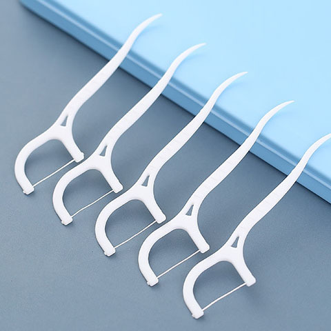 50pcs White Dental Floss Pick Tooth Cleaner Sticks Oral Hygiene Care Teeth Interdental Cleaning Flosser Toothpick Tool 7.5cm