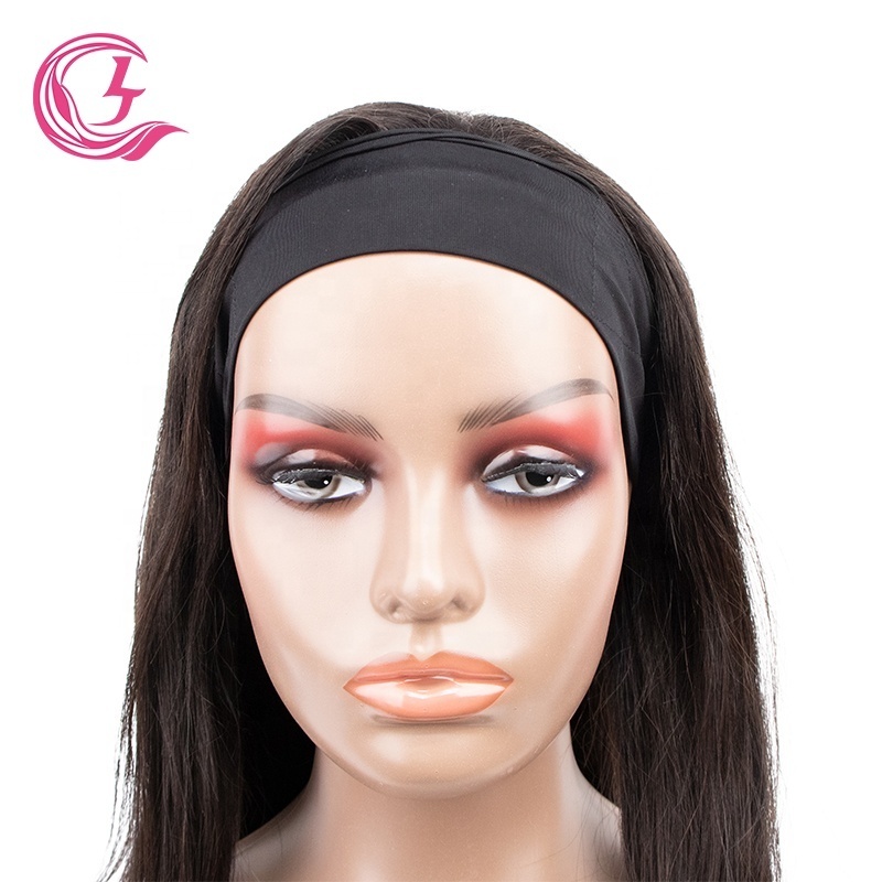 Cljhair Free Sample Perruque Indien 12A Grade Raw Virgin Double Drawn Mink Straight Hair Headband Wig For Black