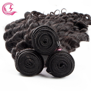 Virgin Hair of Deep Wave Bundle Natural black color 100g With Double Weft For Medium High Market queen malaysian hair