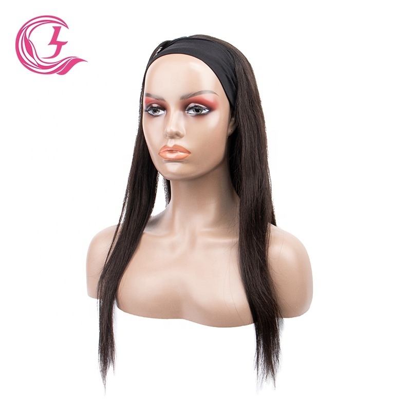 Cljhair Free Sample Perruque Indien 12A Grade Raw Virgin Double Drawn Mink Straight Hair Headband Wig For Black