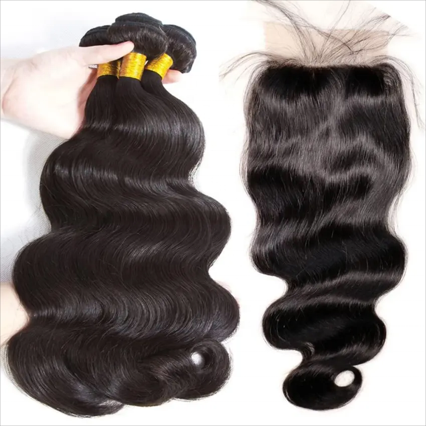 Virgin Hair of Body Wave Natural Wave 5X5 closure Natural black color 130 density For Medium High Market best quality virgin hai