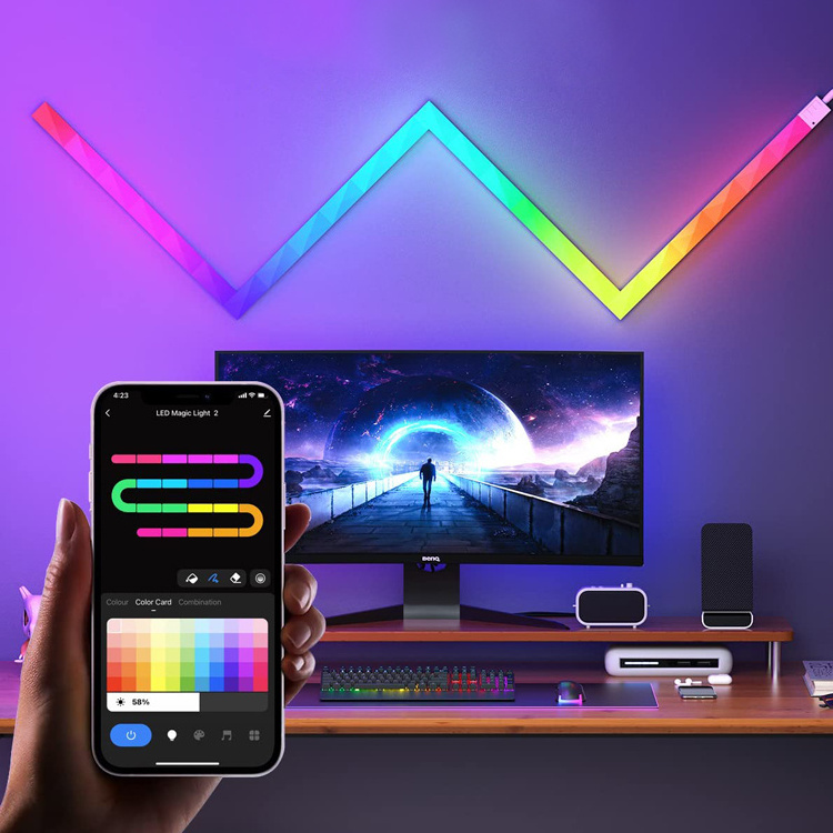 Smart APP Control Diy Design Various Functions Rgb Magic Color Diy Smart Dream Color Led Light Bar Glide Wall Light