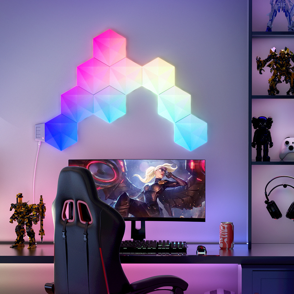 CL Lighting E-commerce Supplier Rgb Magic Color Smart Led Hexagon Wall Lights Panels Wifi for Living Room