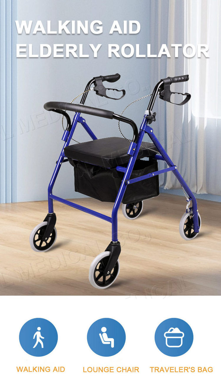 Hot Sale Therapy Supply Outdoor Homecare Shopping Cart Rollator Walker for Elderly