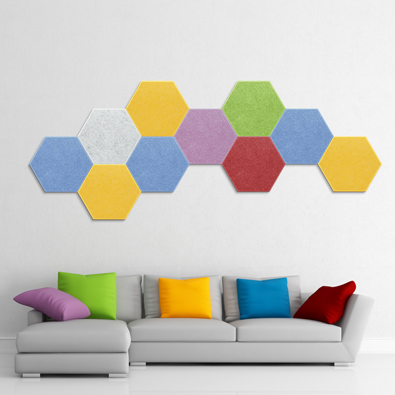 Clocell Free Sample Panel Absorber Board 3d Wall Felt Soundproof Decorative Hexagon board 100%Polyester Fiber Acoustic Panels