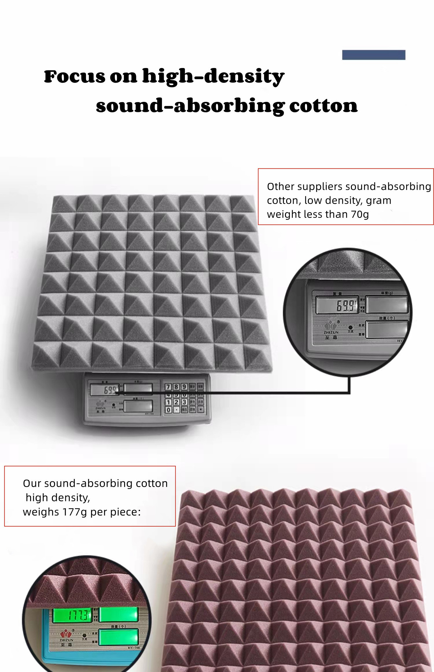 Clocell Acoustic foam panels 50*50*5 sound of absorption wall foam modern pyramid acoustic foam