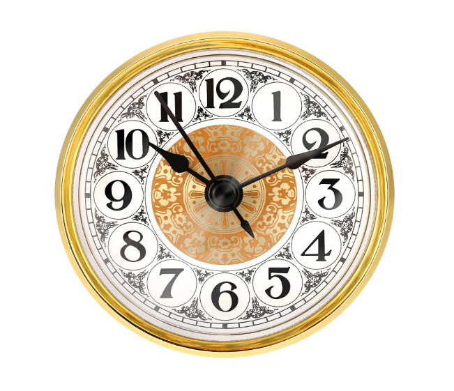 70mm Diameter Clock Fit Ups Inserts  2.8 Inch Roman Arabic Numeral Quartz Clock Insert with Gold,Silver bezel