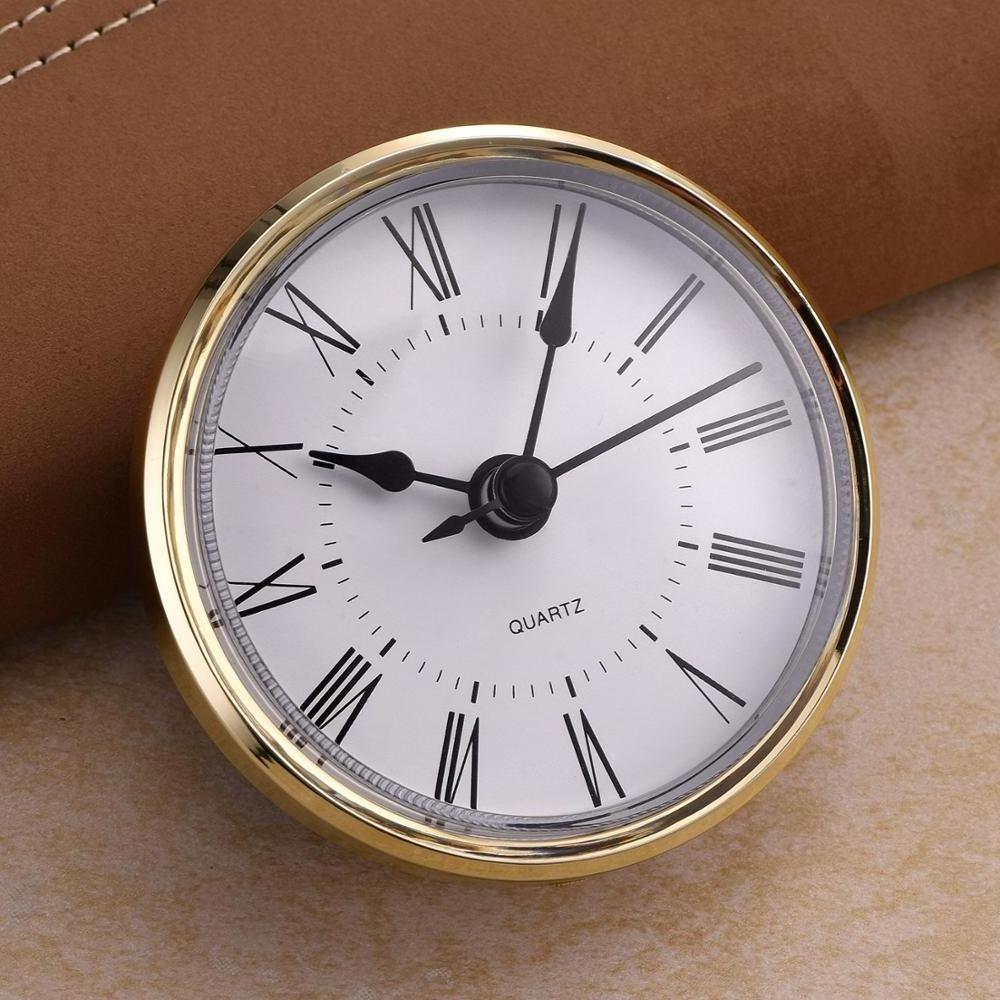 70mm Diameter Clock Fit Ups Inserts  2.8 Inch Roman Arabic Numeral Quartz Clock Insert with Gold,Silver bezel