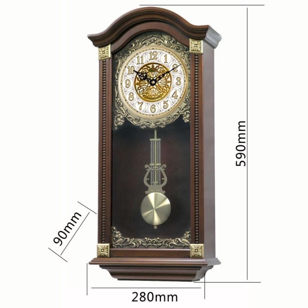 European Living Room Classical Solid Wood Clocks Westminster Temple Time Reporting Music Quartz Wall Clocks for Home Decor