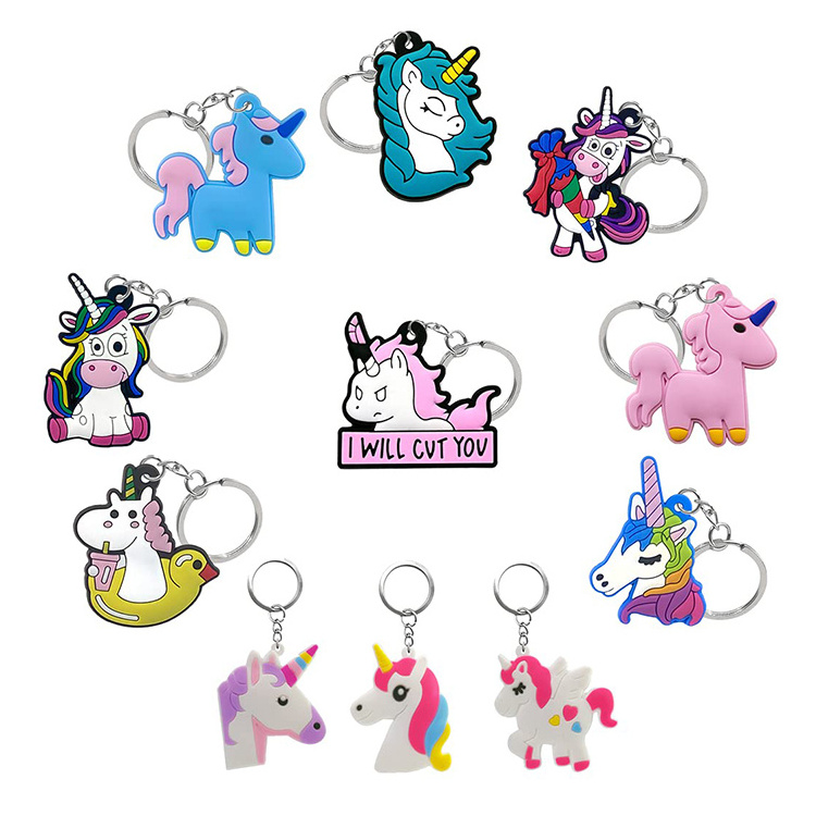 Custom Logo Soft Pvc Plastic Ring 2d 3d Cute Cartoon Shaped Personalised Keychain For Promotional Gifts