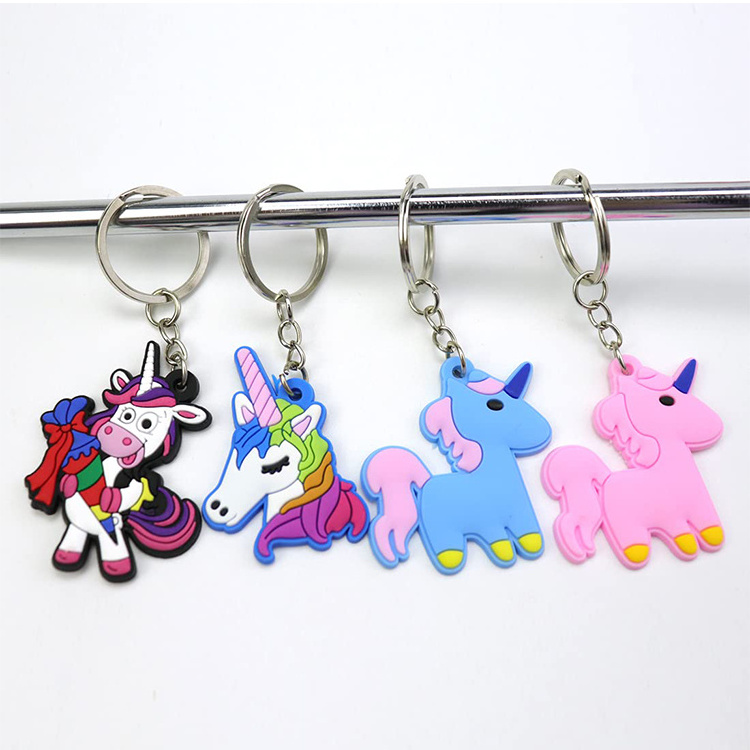 Custom Logo Soft Pvc Plastic Ring 2d 3d Cute Cartoon Shaped Personalised Keychain For Promotional Gifts