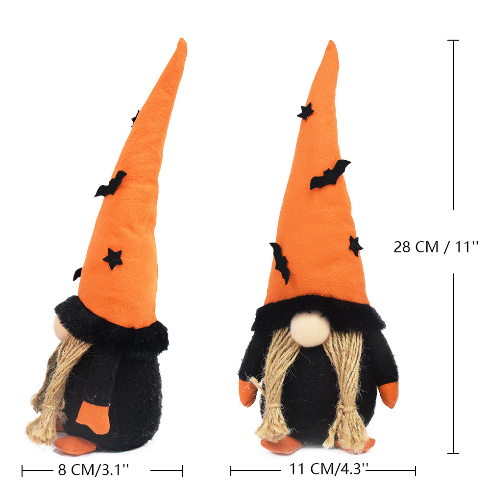 11 Inch Custom Halloween Decorations Indoor Gifts Gonk Bat Bendable Hat Orange Couple Gnomes