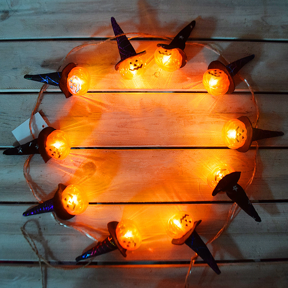 Attiigny Halloween Party Decorations Indoor Home Battery Operated LED Pumpkin Halloween String Lights