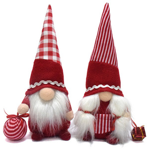 Boheng Xmas Supplies Scandinavian Santa Figurines Swedish Tomte Nisse Plush Red Christmas Gnomes Decorations for Home