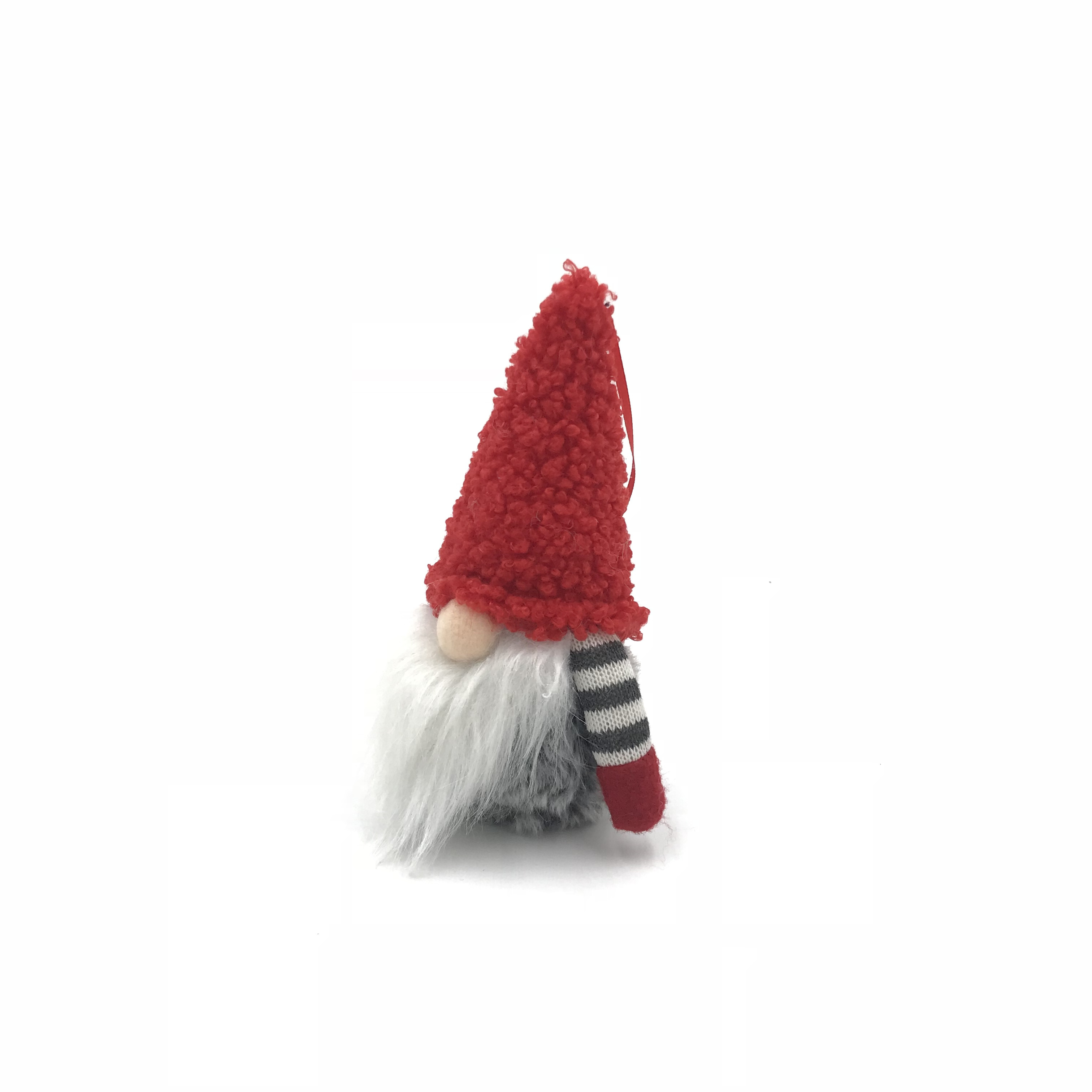 Customized Handmade Christmas Tree Hanging Ornaments Festival Decoration Fuzzy Mini Plush Gnome With Red Hat