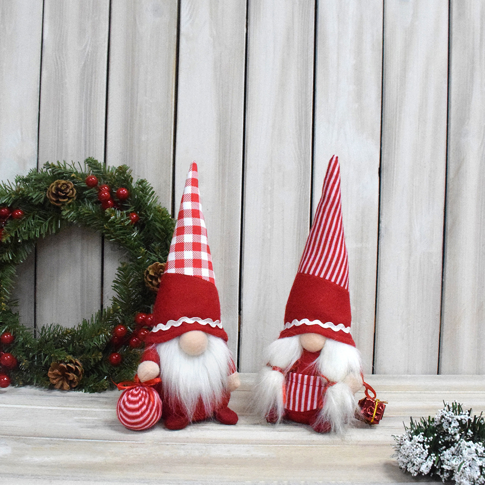 Boheng Xmas Supplies Scandinavian Santa Figurines Swedish Tomte Nisse Plush Red Christmas Gnomes Decorations for Home