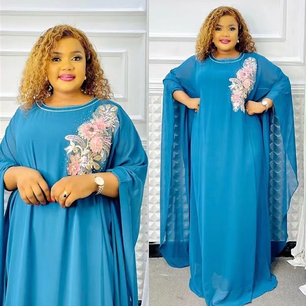 Plus Size Women Summer African Dress Turkey Diamond Evening Wedding Party Maxi Dress Sequins Muslim African Party Evening Dress