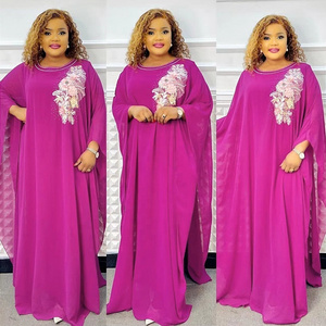 Plus Size Women Summer African Dress Turkey Diamond Evening Wedding Party Maxi Dress Sequins Muslim African Party Evening Dress