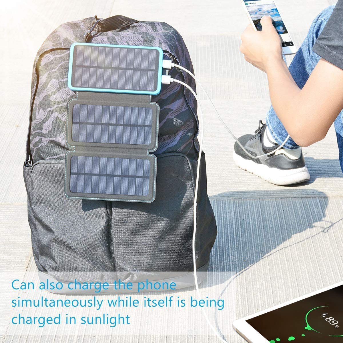 24000mAh Portable Dual USB Ports Waterproof Solar Power Charger Battery Pack