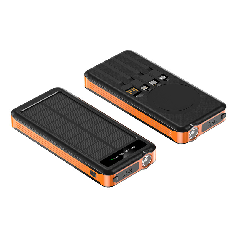 Waterproof Solar Charger Power Bank Outdoor Camping Flashlight 10000mAh Mobile With USB Cable