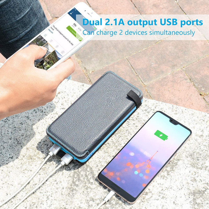 24000mAh Portable Dual USB Ports Waterproof Solar Power Charger Battery Pack