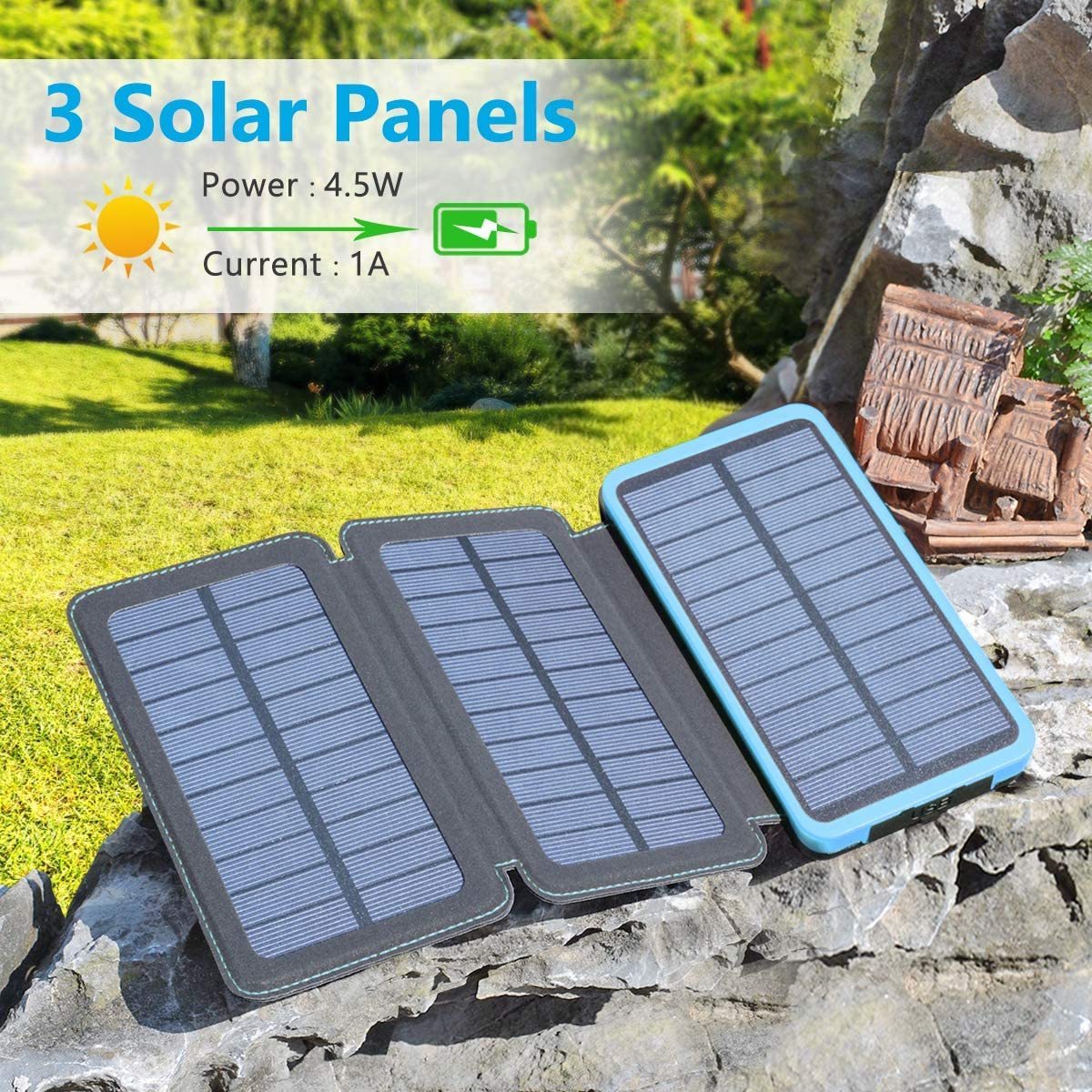 24000mAh Portable Dual USB Ports Waterproof Solar Power Charger Battery Pack