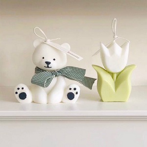 Big Size Scented Candle Molds Animal Bear Design Candle Nordic Style Silicone Handmade Cake molds Cute Teddy Bear Candle Molds