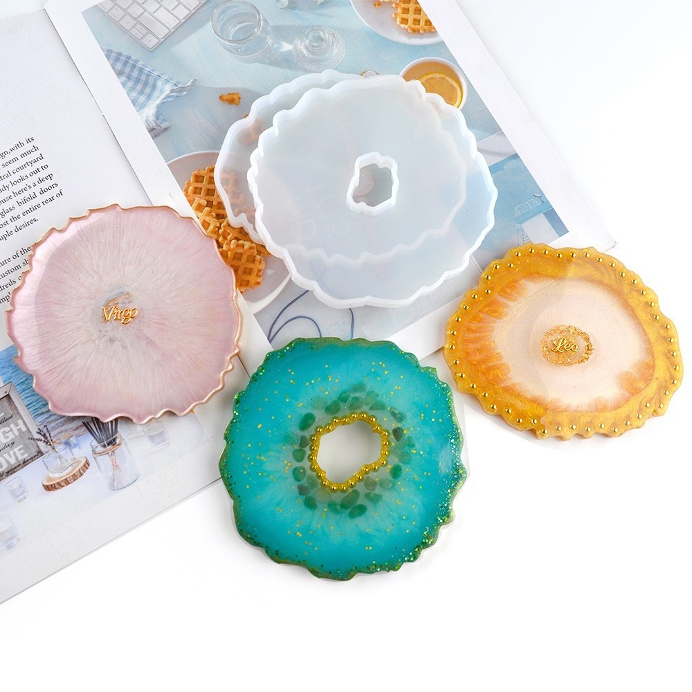 Art Irregular Geode Coaster Epoxy Resin Silicone Mold for DIY Resin Craft Decorating Plate Handicraft Tools