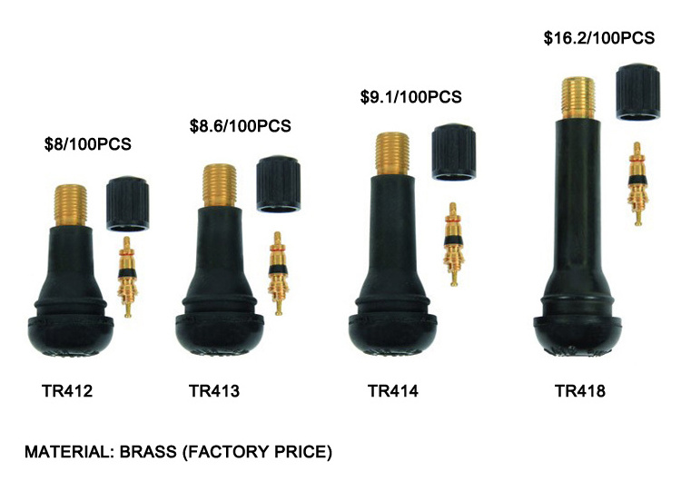 Aluminium alloy car tire valves sensor snap-in tubeless wheel rim valve stem tr413 tr414 series tire valves